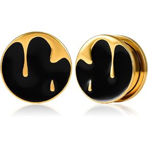 2PCS Water Drops Screw Ear Gauges 316L Stainless Steel Hypoallergenic Earrings Tunnels Plugs Expanders for Stretched Piercing Body Jewelry