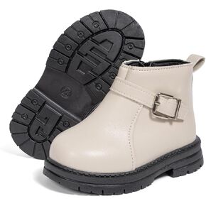 Zoolar Boys Girls High Top Leather Ankle Boots Kids Winter Warm Snow Outdoor Hiking Shoes Toddler Non Slip Texture Soft Durable Walking Boot