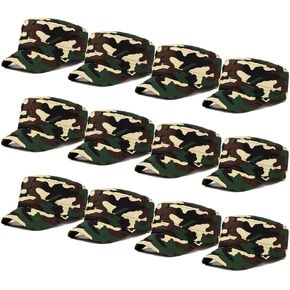 12Pcs Military Decorations Cap Kids Birthday Adults Army Party Hat,Bulk Camo Costume Favors,Gift Soldier Retired