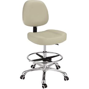 Drafting Chair Height Adjustable: Home Office Tall Desk Chair with Back Rest - Ergonomic Rolling Stools for Standing Desk with Wheels - Heavy Duty Work Stool with Foot Rest - Beige