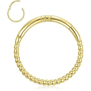 GAGABODY 14K Solid Gold Helix Earring Hoop Twist Conch Piercing Jewelry Nose Rings Hoop Yellow Gold Septum Rings 16g Tragus Cartilage Daith Earring Hinge Segment Rings Hoop Lip Rings