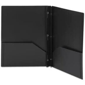 Back to School Poly Two-Pocket Folder, Three-Hole Punch Prong Fasteners, Letter Size.