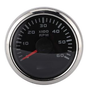Tachometer Gauge, 52mm/2in 6000RPM IP67 Waterproof LCD Marine Tachometer, High Accuracy Aluminium Alloy Universal Tachometer for Auto Outboard Engine Construction Machinery Motorcycle