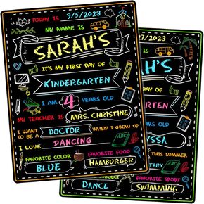 First Day of School Sign - First Day of School Board - 12" X 10" Double-Sided Reusable, Wooden First & Last Day of School Chalkboard, Back to School Supplies for Preschool Kindergarten 1st Grade