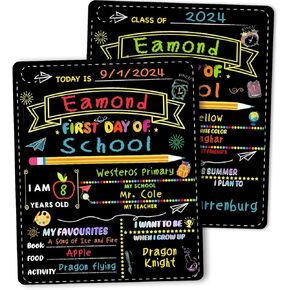 First and Last Day of School Board,10" X 12" Double-Sided Last Day of School,Reusable Color Painting Last Day of School Board,Back to School Supplies of Preschool,Pre-K,Kindergarten,and 1st Grades