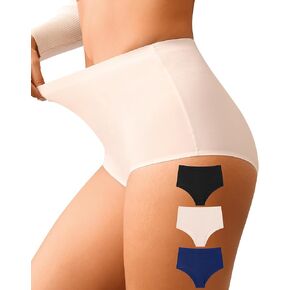 CULAYII High Waisted Bikini Underwear for Women Soft Seamless Underwear No Show Panties Cheeky Stretch Ladies Panty