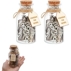 2 Pack Jar of Fucks Fidget Gift Jar, Fucks to Give Jar Home Decor, Funny Wooden Fucks in a Jar Bad Mood Vent Office Desk Accessories for Work Christmas Valentines Day