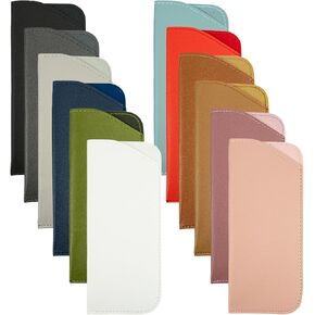 12 pcs Soft Glasses Case Leather Multicolor Glasses Pouch Slim Eyeglass Case Eye Sunglass Case Soft for Women Men