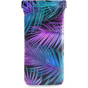 Tropical Purple Palms Leaves Sunglasses Pouch Squeeze Top Portable Microfiber Leather Eyeglass Case Accessories for Women Girl