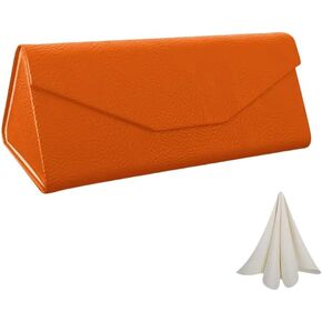 Triangular Foldable Portable Glasses Case with Magnetic Closure, Made of Upgrade Leather and Metal Foil
