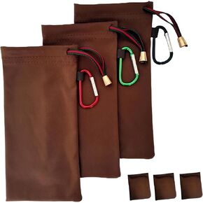3 Pcs Microfiber Soft Sunglasses Pouch with Cleaning Cloth and Carabiner, Ultra Light Portable Eyeglass Case