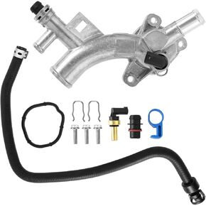 Engine Coolant Housing Water Outlet with Sensor, Compatible with 2011-2021 Chevy Cruze Sonic Trax, Buick Encore 1.4L, Replaces 25193922, 13251447, 902-846, 55565334, 1511105