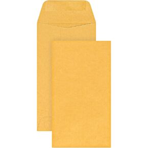 Office Depot® Brand Coin Envelopes, 3-1/2" x 6-1/2", Gummed Seal, Manila, Box Of 500