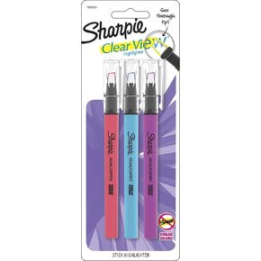 SHARPIE Clear View Highlighter Stick, Chisel Tip, Assorted Fluorescent, 3 Pack (1964664)