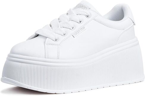 LUCKY STEP Women's Platform Fashion Sneakers Classic Wedge Canvas Casual Low Top Retro Walking Shoes in Kuwait