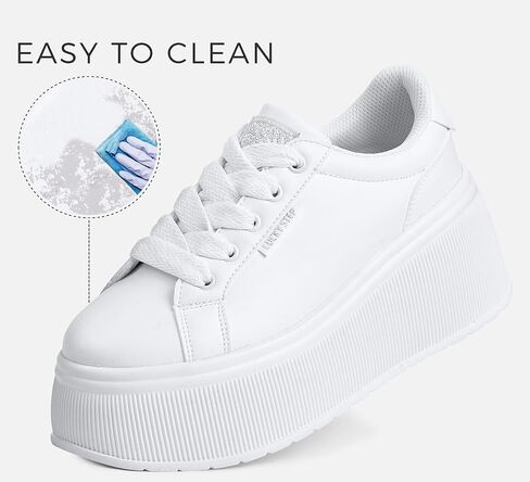LUCKY STEP Women's Platform Fashion Sneakers Classic Wedge Canvas Casual Low Top Retro Walking Shoes in Kuwait