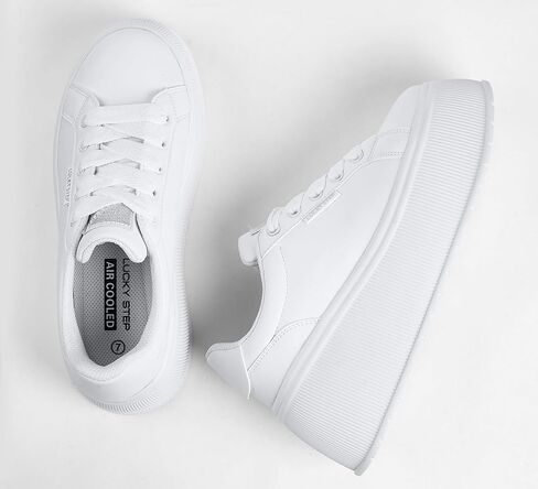 LUCKY STEP Women's Platform Fashion Sneakers Classic Wedge Canvas Casual Low Top Retro Walking Shoes in Kuwait