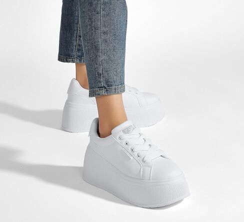 LUCKY STEP Women's Platform Fashion Sneakers Classic Wedge Canvas Casual Low Top Retro Walking Shoes in Kuwait