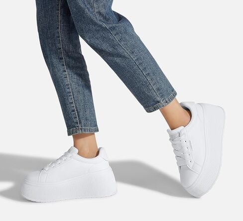 LUCKY STEP Women's Platform Fashion Sneakers Classic Wedge Canvas Casual Low Top Retro Walking Shoes in Kuwait
