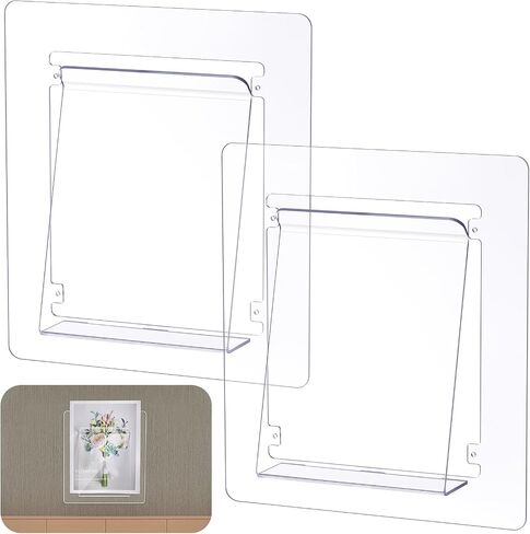 2 Pack Clear Single Pocket Wall File Holder Clear Hanging Wall Organizer Acrylic Wall Pocket for Charts Mails Folders Notices Catalogs Papers Magazines Menus, for Office and Home in Saudi Arabia