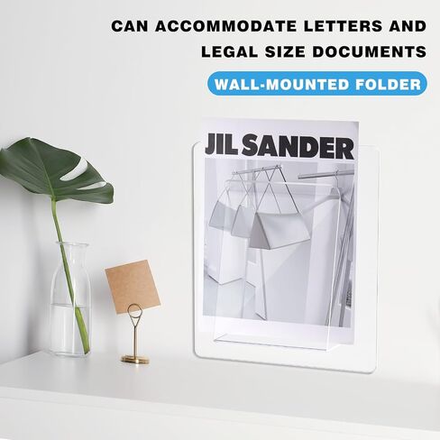 2 Pack Clear Single Pocket Wall File Holder Clear Hanging Wall Organizer Acrylic Wall Pocket for Charts Mails Folders Notices Catalogs Papers Magazines Menus, for Office and Home in Saudi Arabia