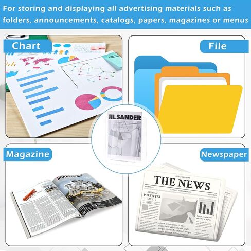 2 Pack Clear Single Pocket Wall File Holder Clear Hanging Wall Organizer Acrylic Wall Pocket for Charts Mails Folders Notices Catalogs Papers Magazines Menus, for Office and Home in Saudi Arabia