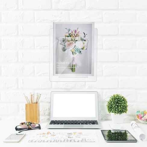 2 Pack Clear Single Pocket Wall File Holder Clear Hanging Wall Organizer Acrylic Wall Pocket for Charts Mails Folders Notices Catalogs Papers Magazines Menus, for Office and Home in Saudi Arabia