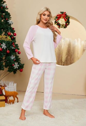 U2SKIIN Matching Pajamas for Couples Plaid Ultra Soft Pullover Pjs Set for Men and Women Warm Loungewear in Kuwait