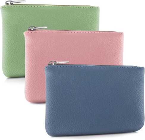 محفظة عملات معدنية مكونة من 3 قطع، محفظة عملات معدنية بسحاب من البولي يوريثان، محفظة تغيير صغيرة محمولة للرجال والنساء مفتاح معرف بطاقة الائتمان in Kuwait