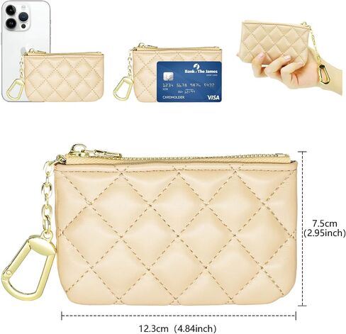 Leather Coin Purse Stripe Wallet for Women Men Portable Small Keychain Wallet Pouch Change Card Holder with Zipper(B-Stripe Brown) in Saudi Arabia