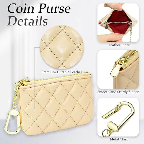 Leather Coin Purse Stripe Wallet for Women Men Portable Small Keychain Wallet Pouch Change Card Holder with Zipper(B-Stripe Brown) in Saudi Arabia