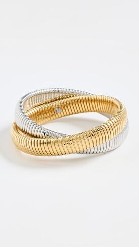 ADINA EDEN Women's Chunky Two-Tone Double Intertwined Snake Bracelet in Kuwait