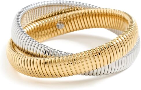ADINA EDEN Women's Chunky Two-Tone Double Intertwined Snake Bracelet in Kuwait