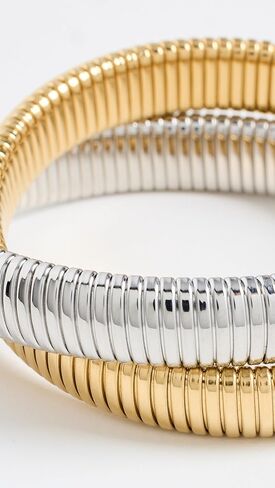 ADINA EDEN Women's Chunky Two-Tone Double Intertwined Snake Bracelet in Kuwait