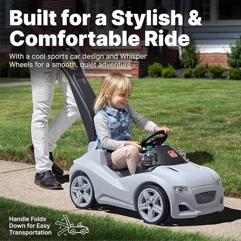 Step2 Whisper Ride Cruiser Kids Push Car, Ride On Toy, Stroller Substitute, Includes Seat Belt & Horn, Made of Durable Plastic, Max Weight 50 lbs., For Toddlers 1.5-4 Years Old, Blue in Saudi Arabia