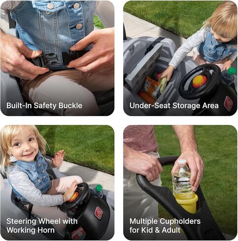 Step2 Whisper Ride Cruiser Kids Push Car, Ride On Toy, Stroller Substitute, Includes Seat Belt & Horn, Made of Durable Plastic, Max Weight 50 lbs., For Toddlers 1.5-4 Years Old, Blue in Saudi Arabia