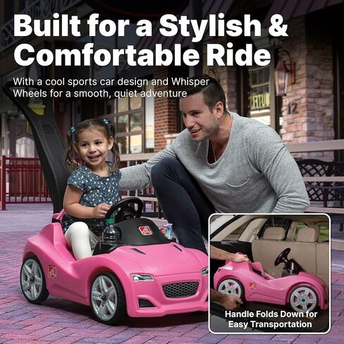 Step2 Whisper Ride Cruiser Kids Push Car, Ride On Toy, Stroller Substitute, Includes Seat Belt & Horn, Made of Durable Plastic, Max Weight 50 lbs., For Toddlers 1.5-4 Years Old, Blue in Saudi Arabia
