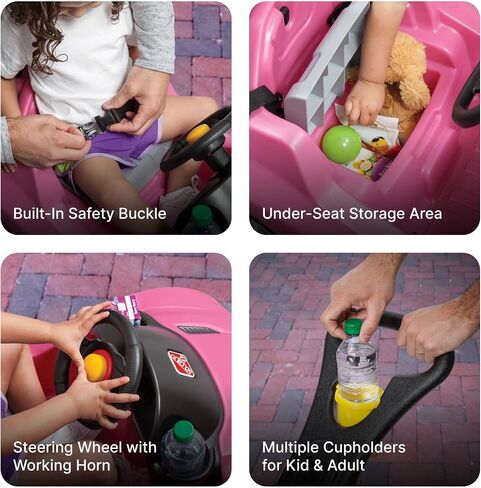 Step2 Whisper Ride Cruiser Kids Push Car, Ride On Toy, Stroller Substitute, Includes Seat Belt & Horn, Made of Durable Plastic, Max Weight 50 lbs., For Toddlers 1.5-4 Years Old, Blue in Saudi Arabia