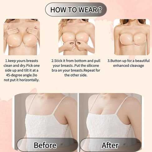 JUST BEHAVIOR Adhesive Backless Bra Strapless Sticky Invisible Push up Silicone Bra for Backless Dress in Saudi Arabia