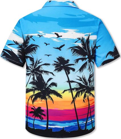 QZH.DUAO Men's & Boys Hawaiian Shirt Cuban Collar Short Sleeve Button Down Shirt Tropical Summer Beach Shirts in Kuwait