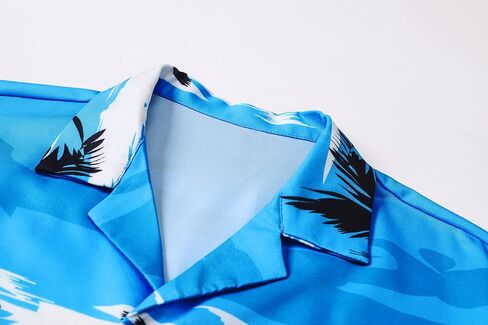 QZH.DUAO Men's & Boys Hawaiian Shirt Cuban Collar Short Sleeve Button Down Shirt Tropical Summer Beach Shirts in Kuwait