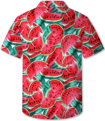 QZH.DUAO Men's & Boys Hawaiian Shirt Cuban Collar Short Sleeve Button Down Shirt Tropical Summer Beach Shirts in Kuwait