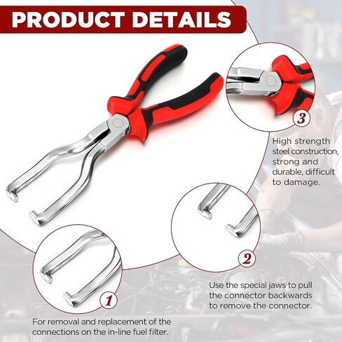 Electrical Disconnect Plier Automotive Electrical Connector Plier Universal Electrical Connector Disconnect Tool Fuel Line Plier Long Spark Plug Removal Plier Car Fuel Feed Pipe Plier (Red) in Saudi Arabia