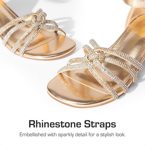 أحذية DREAM PAIRS للفتيات صنادل بكعب منخفض وشريط للكاحل وحفلات زفاف مزهرة للأطفال الصغار/الأطفال الكبار in Saudi Arabia