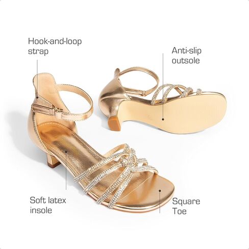 أحذية DREAM PAIRS للفتيات صنادل بكعب منخفض وشريط للكاحل وحفلات زفاف مزهرة للأطفال الصغار/الأطفال الكبار in Saudi Arabia
