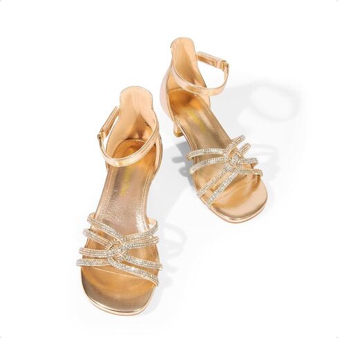 أحذية DREAM PAIRS للفتيات صنادل بكعب منخفض وشريط للكاحل وحفلات زفاف مزهرة للأطفال الصغار/الأطفال الكبار in Saudi Arabia