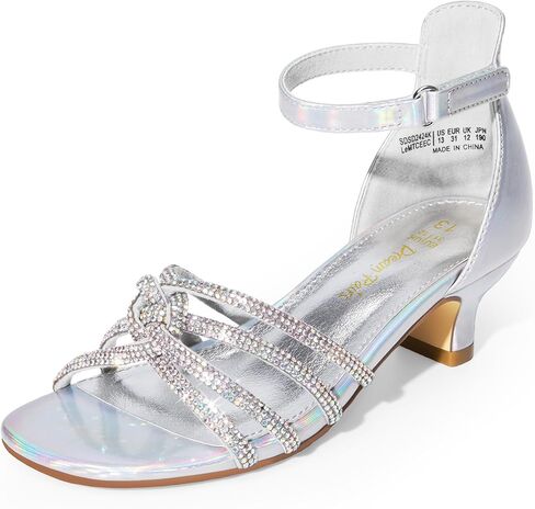 أحذية DREAM PAIRS للفتيات صنادل بكعب منخفض وشريط للكاحل وحفلات زفاف مزهرة للأطفال الصغار/الأطفال الكبار in Saudi Arabia