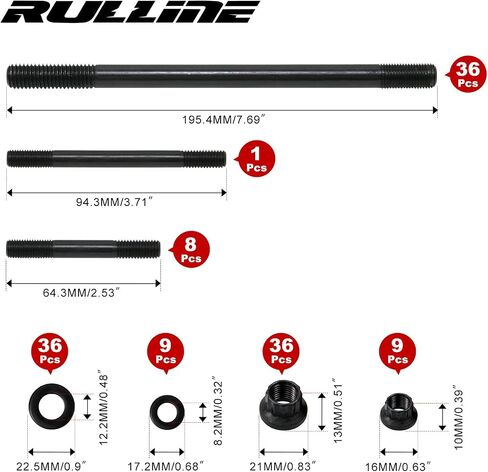 RULLINE Compatible with for Ford 6.7L Powerstroke Head Stud Replacement Kit - Reliable Ford 6.7 Powerstroke Stud Kit for Enhanced Performance in Saudi Arabia