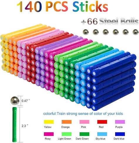 Veatree 206 Pieces Magnetic Building Sticks Blocks Toys, Magnet Educational Toys STEM Toys for Kids and Adult, 3D Non-Toxic Building Toy with Storage Bag in Saudi Arabia