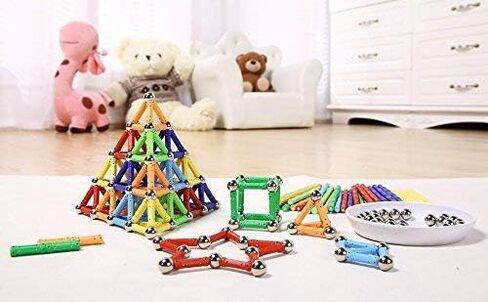 Veatree 206 Pieces Magnetic Building Sticks Blocks Toys, Magnet Educational Toys STEM Toys for Kids and Adult, 3D Non-Toxic Building Toy with Storage Bag in Saudi Arabia